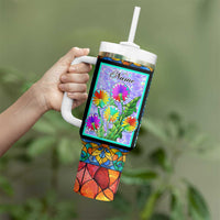 Personalized Christian Faith Stained Glass Printing Tumbler With Handle Custom Name Be Still And Know That I Am God Dandelion Taraxacum Flower