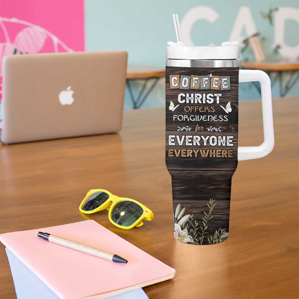 Personalized Christian Faith and Coffee Lover Tumbler With Handle Christ Offers Forgiveness For Everyone Everywhere Funny Definition