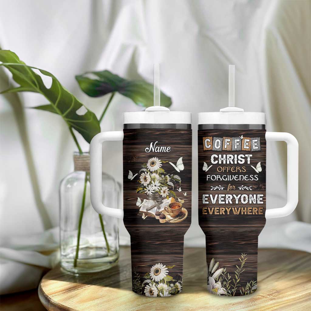 Personalized Christian Faith and Coffee Lover Tumbler With Handle Christ Offers Forgiveness For Everyone Everywhere Funny Definition