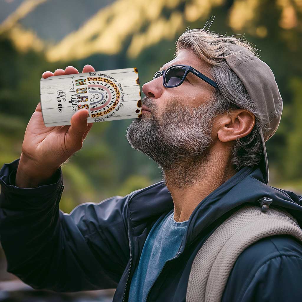 Personalized Funny Nurse Life 4 in 1 Can Cooler Tumbler Custom Name Badass Life Saver Appreciation Leopard Rainbow
