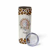 Personalized Funny Nurse Life Skinny Tumbler Custom Name Badass Life Saver Appreciation Leopard Rainbow