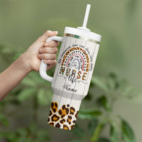 Personalized Funny Nurse Life Tumbler With Handle Custom Name Badass Life Saver Appreciation Leopard Rainbow