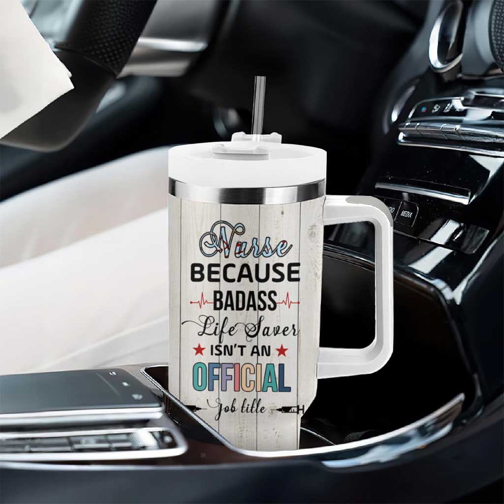 Personalized Funny Nurse Life Tumbler With Handle Custom Name Badass Life Saver Appreciation Leopard Rainbow