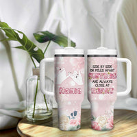 Personalized Sisterhood Floral Pink Tumbler With Handle Custom Name Sisters Are Always Close At Heart