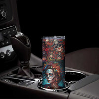 Personalized La Catrina Sugar Skull Skinny Tumbler Custom Name Day of the Dead Skull Roses Gothic Aesthetic
