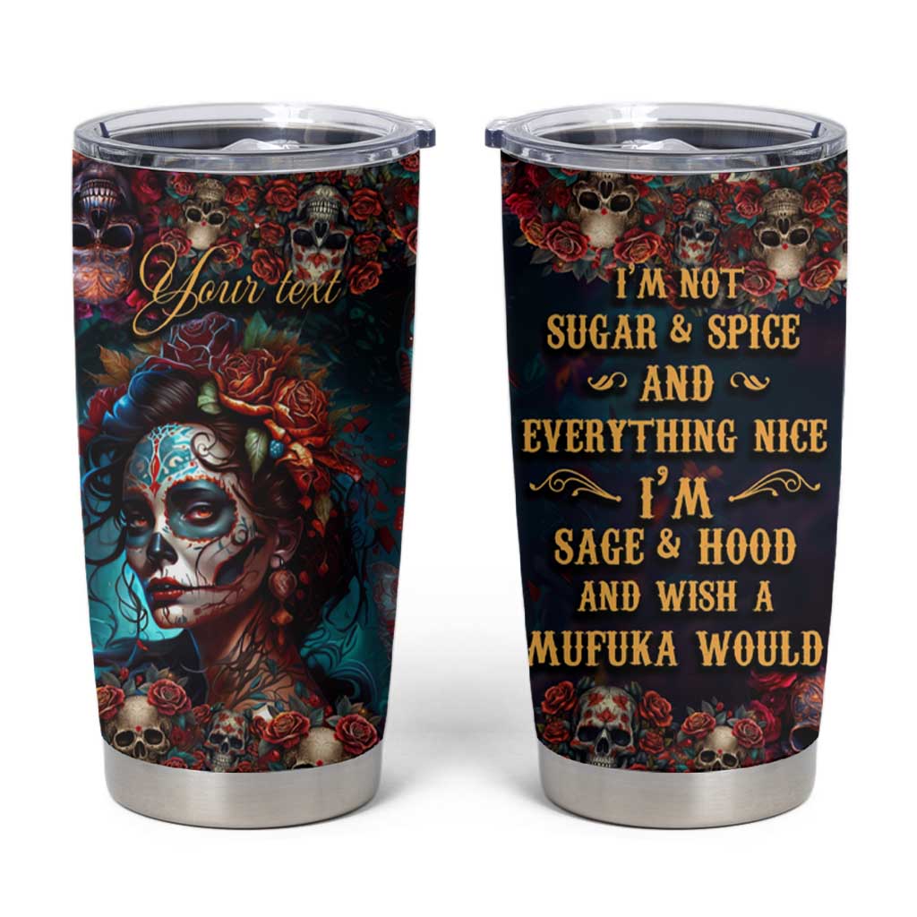 Personalized La Catrina Sugar Skull Tumbler Cup Custom Name Day of the Dead Skull Roses Gothic Aesthetic