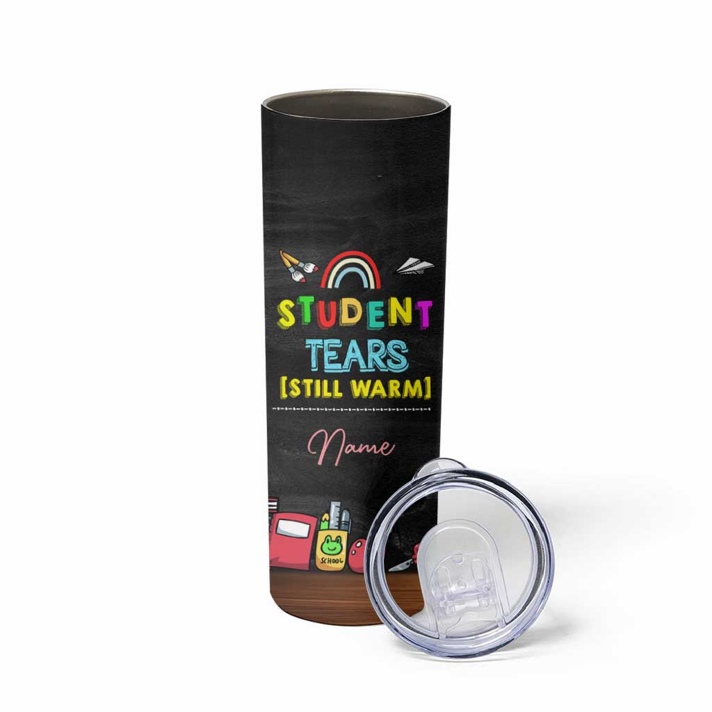 Personalized Funny Teacher Nutrition Facts Skinny Tumbler Custom Name Gifts for Educators Student Tears Still Warm