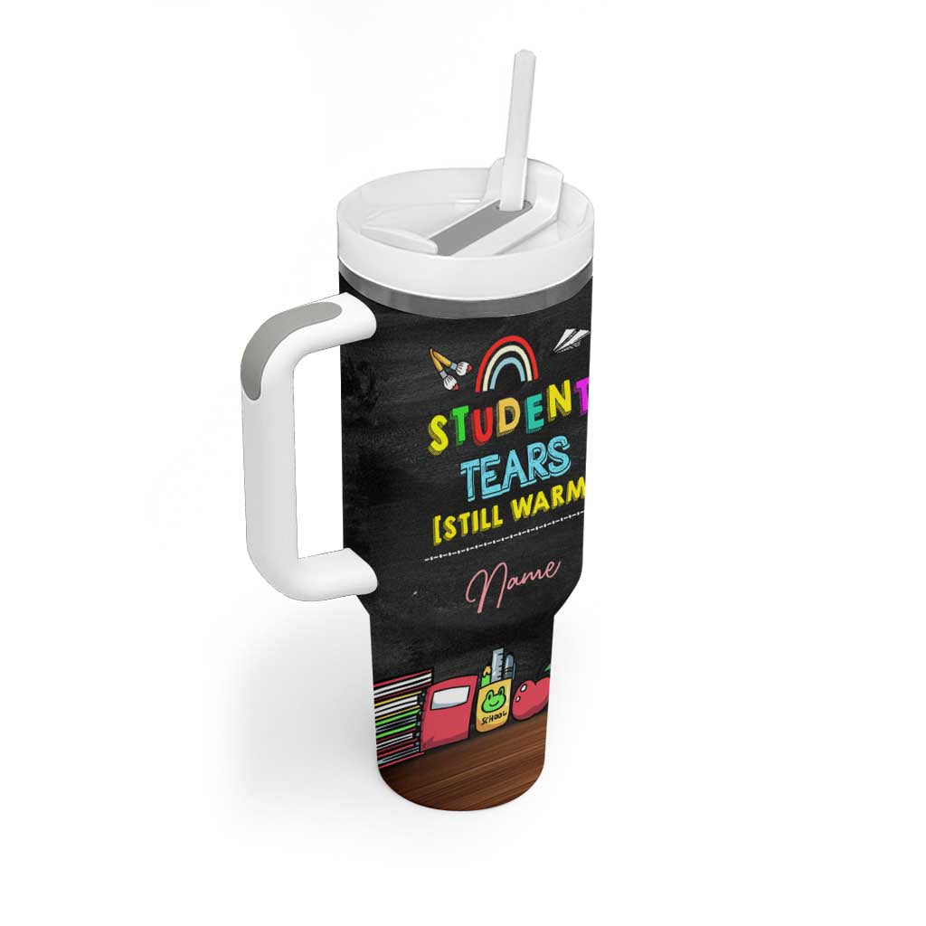 Personalized Funny Teacher Nutrition Facts Tumbler With Handle Custom Name Gifts for Educators Student Tears Still Warm