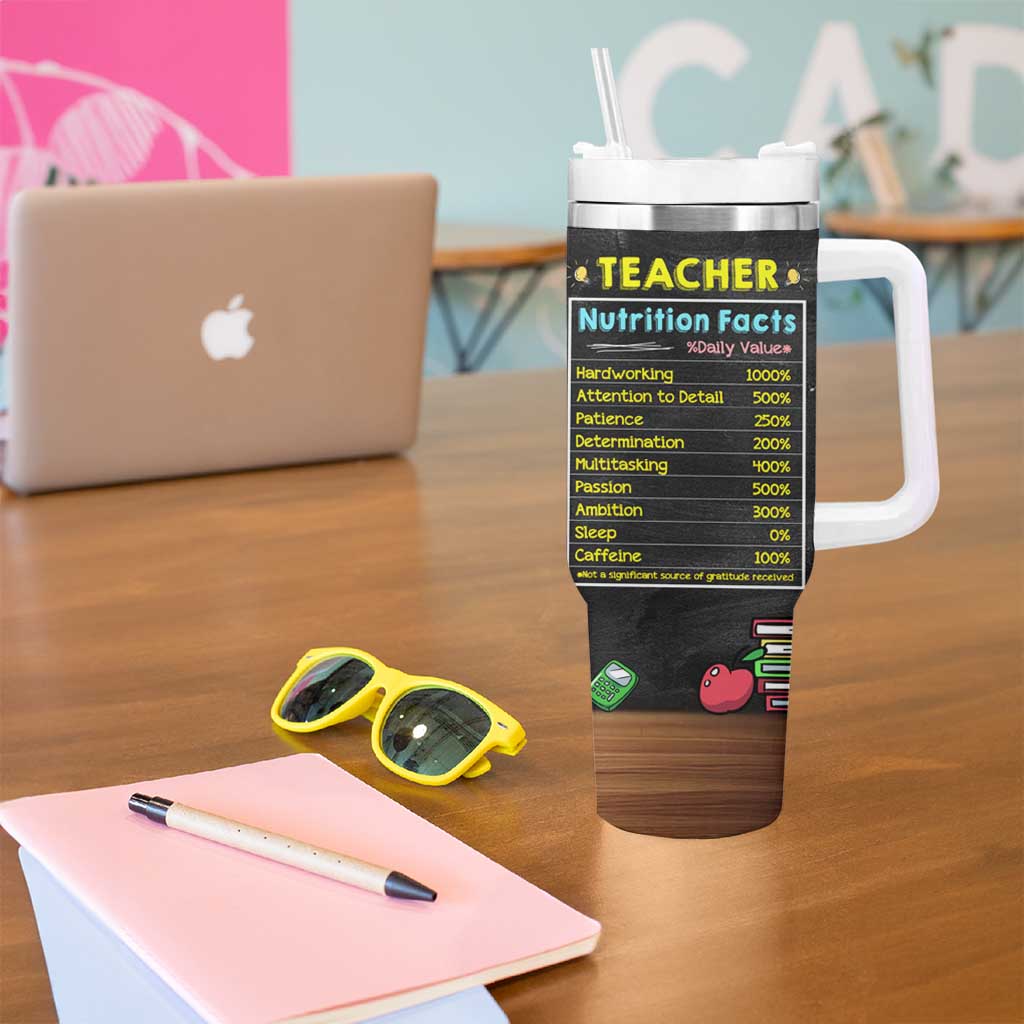 Personalized Funny Teacher Nutrition Facts Tumbler With Handle Custom Name Gifts for Educators Student Tears Still Warm