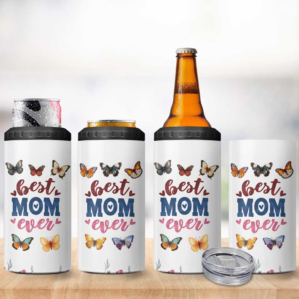 Mother's Day 4 in 1 Can Cooler Tumbler Best Mom Ever Flower Garden Butterflies - Wonder Print Shop