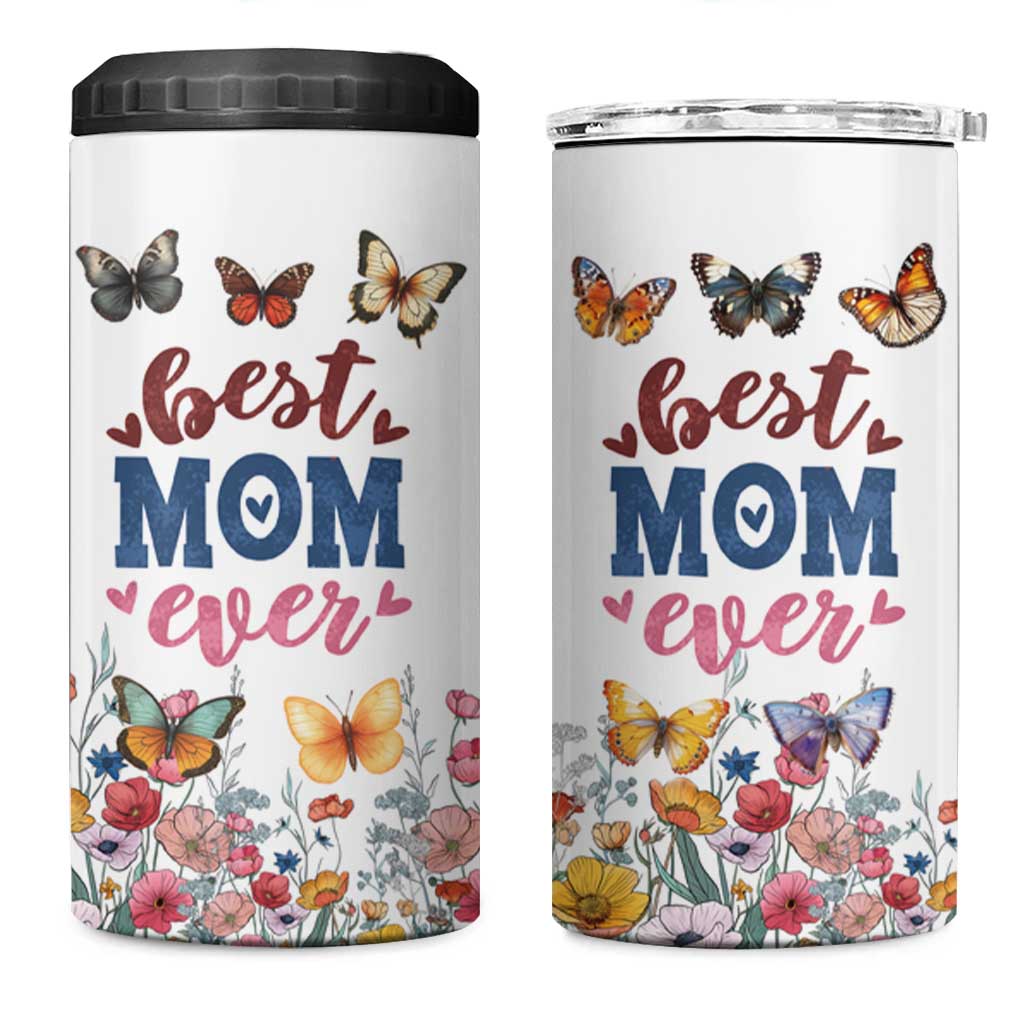 Mother's Day 4 in 1 Can Cooler Tumbler Best Mom Ever Flower Garden Butterflies - Wonder Print Shop