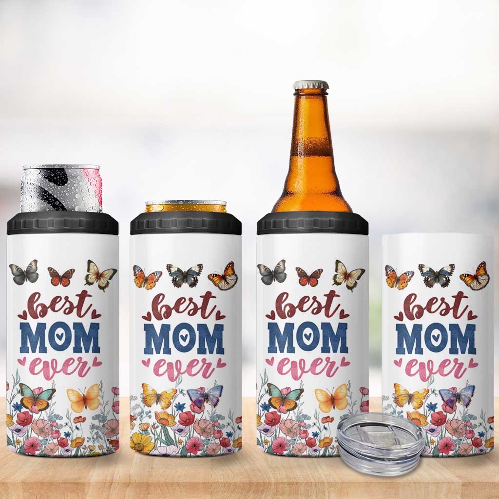 Mother's Day 4 in 1 Can Cooler Tumbler Best Mom Ever Flower Garden Butterflies - Wonder Print Shop