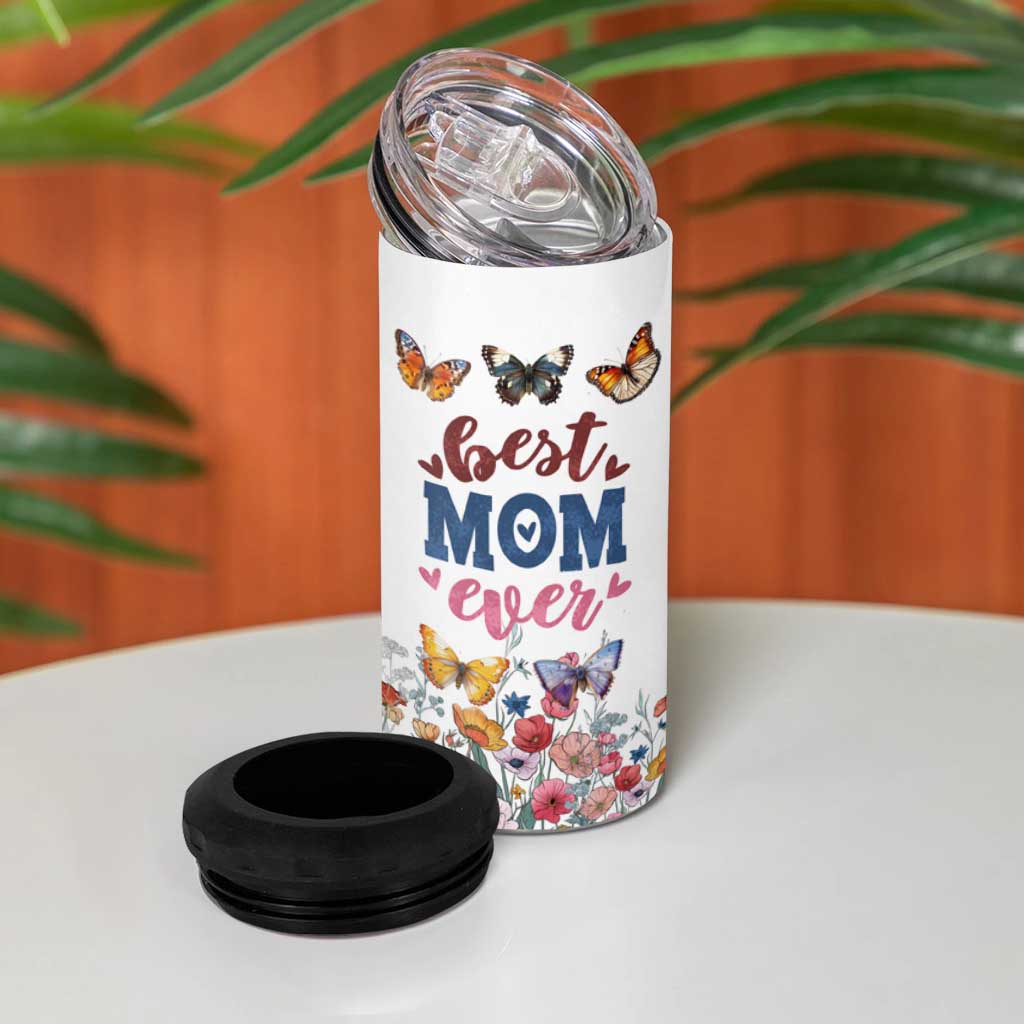 Mother's Day 4 in 1 Can Cooler Tumbler Best Mom Ever Flower Garden Butterflies - Wonder Print Shop