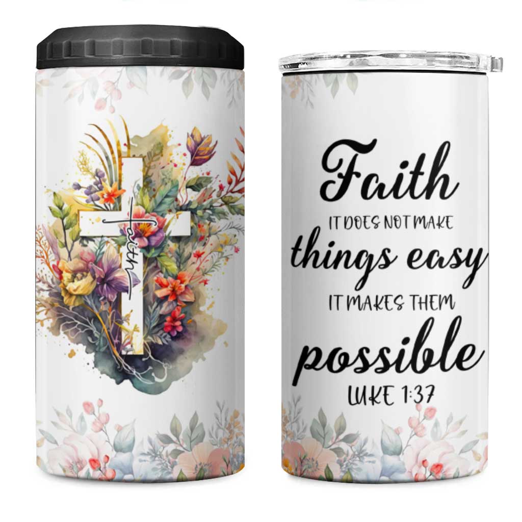 Christian Faith Floral 4 in 1 Can Cooler Tumbler Bible Verse It Makes Them Possible Inspirational Religious Gifts