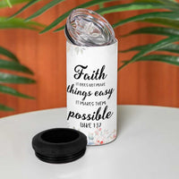 Christian Faith Floral 4 in 1 Can Cooler Tumbler Bible Verse It Makes Them Possible Inspirational Religious Gifts