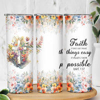 Christian Faith Floral Skinny Tumbler Bible Verse It Makes Them Possible Inspirational Religious Gifts