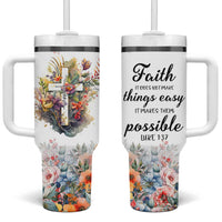Christian Faith Floral Tumbler With Handle Bible Verse It Makes Them Possible Inspirational Religious Gifts