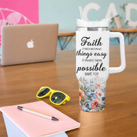 Christian Faith Floral Tumbler With Handle Bible Verse It Makes Them Possible Inspirational Religious Gifts