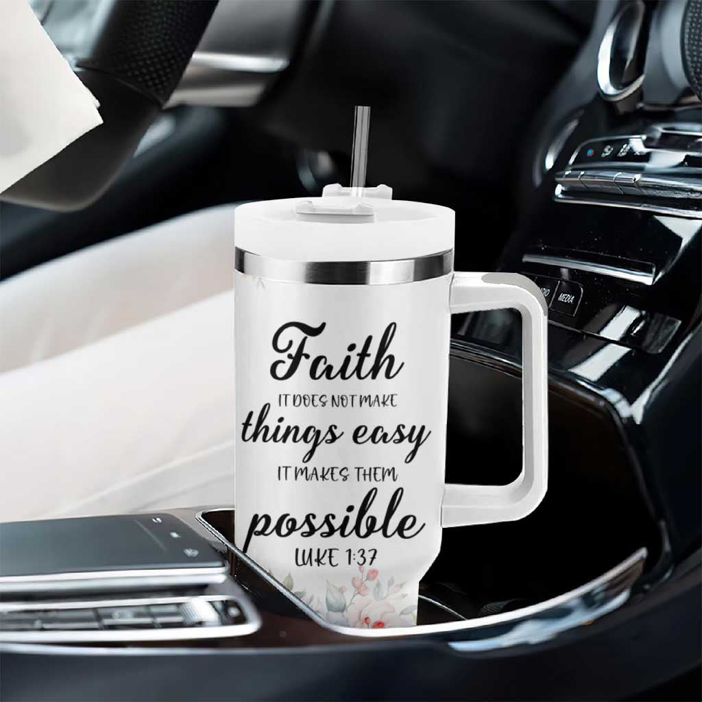 Christian Faith Floral Tumbler With Handle Bible Verse It Makes Them Possible Inspirational Religious Gifts