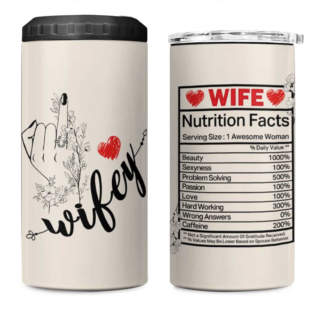 Funny Wifey 4 in 1 Can Cooler Tumbler Wife Nutrtion Facts Spouse Gift TB02