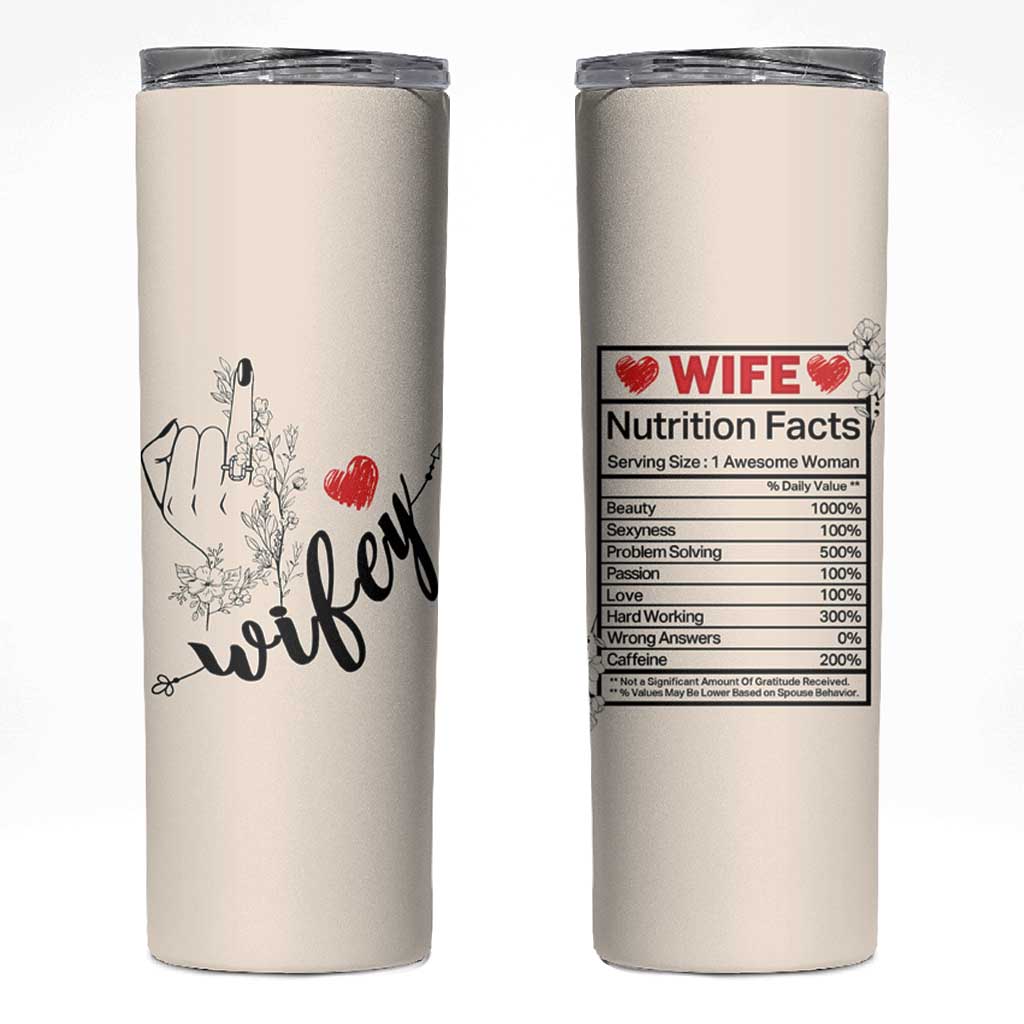 Funny Wifey Skinny Tumbler Wife Nutrtion Facts Spouse Gift TB02