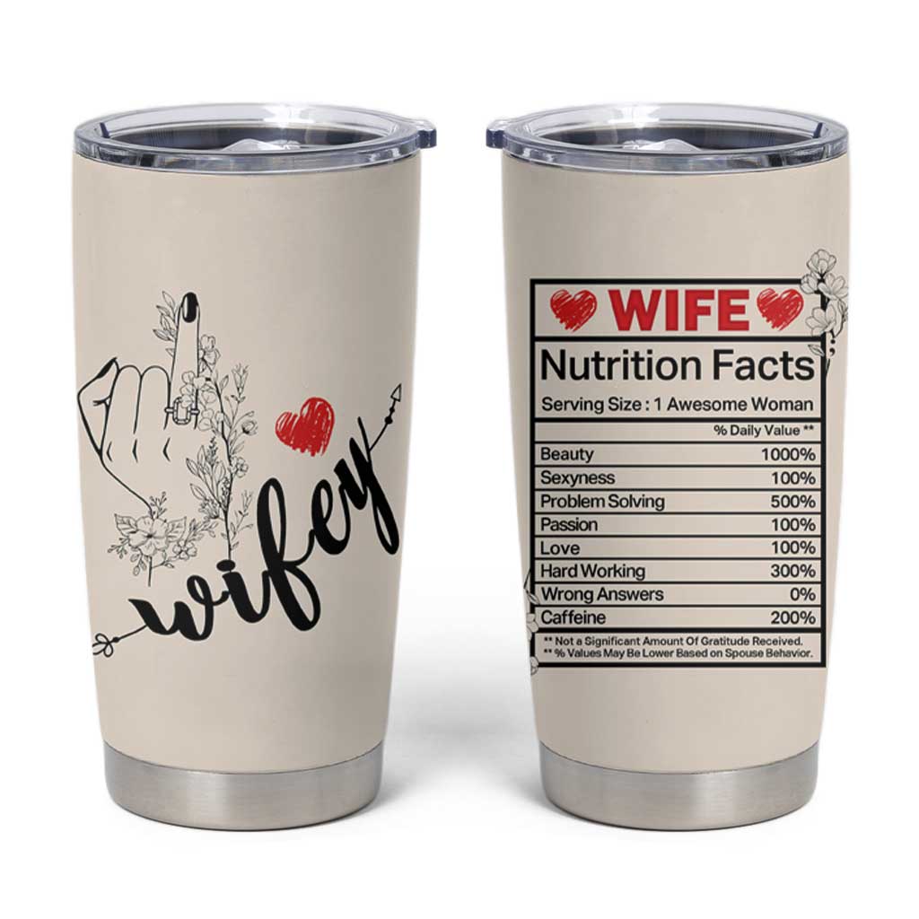 Funny Wifey Tumbler Cup Wife Nutrtion Facts Spouse Gift TB02