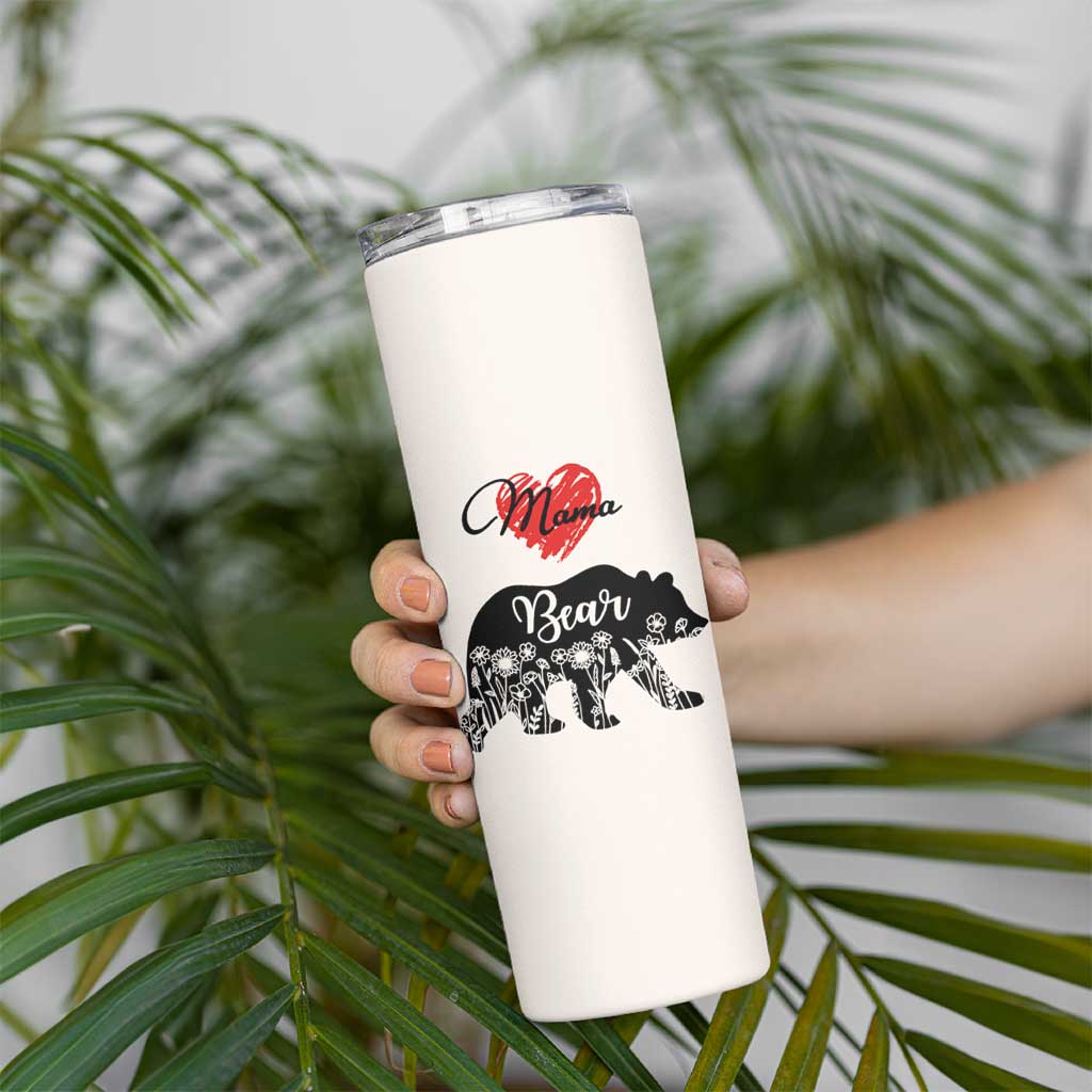 Mama Bear Skinny Tumbler #1 Mom Nutrition Facts Floral Bear Mothers Day Gift TB02