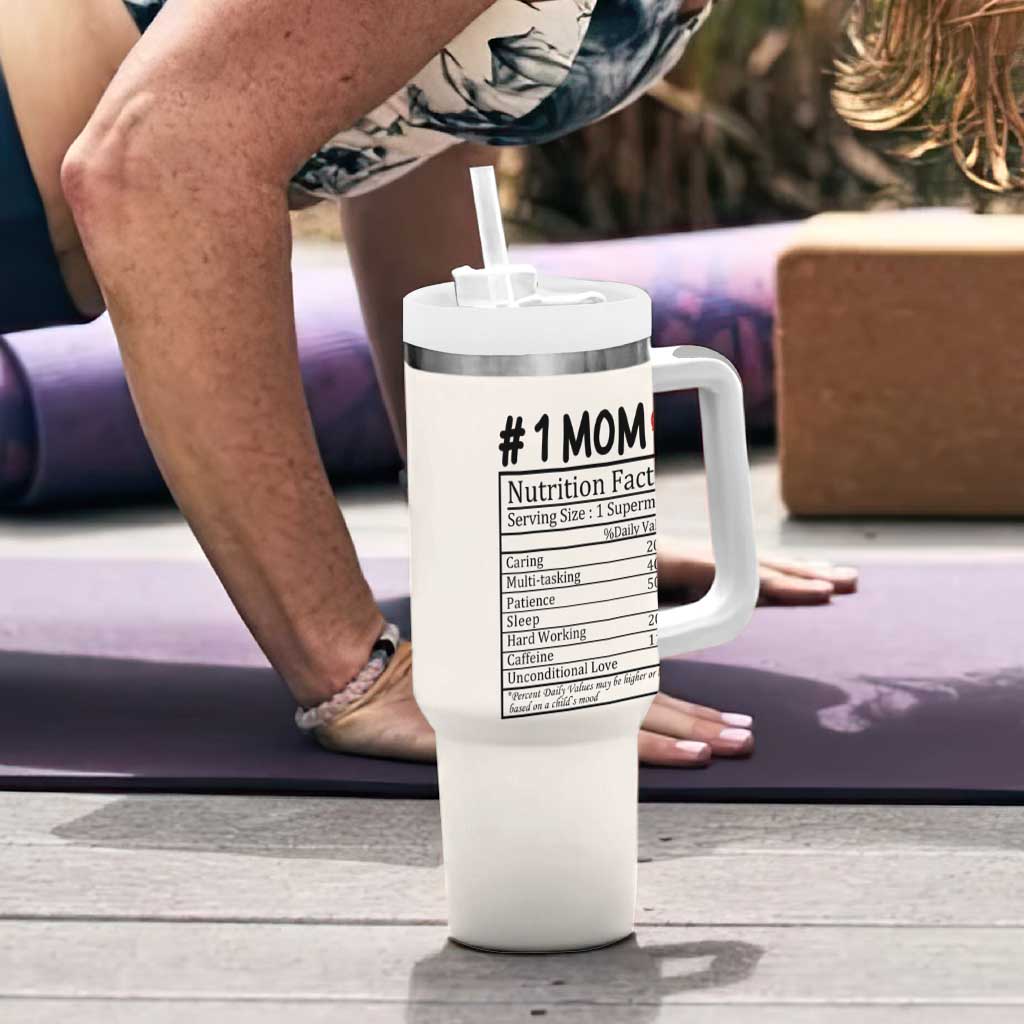 Mama Bear Tumbler With Handle #1 Mom Nutrition Facts Floral Bear Mothers Day Gift TB02