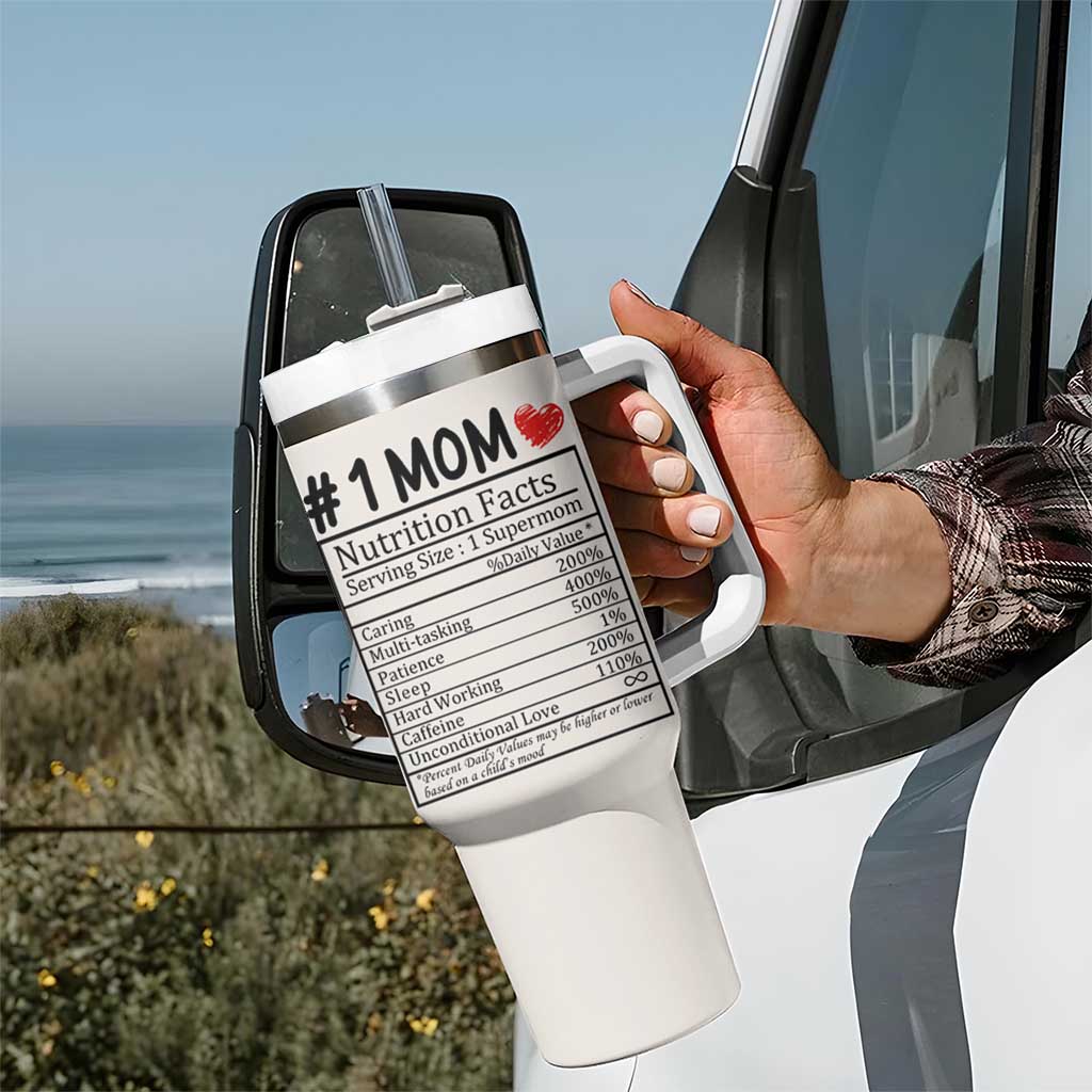 Mama Bear Tumbler With Handle #1 Mom Nutrition Facts Floral Bear Mothers Day Gift TB02