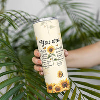 Inspirational Quotes Sunflower Skinny Tumbler Christian Faith Religious Encouragement Bible Verse