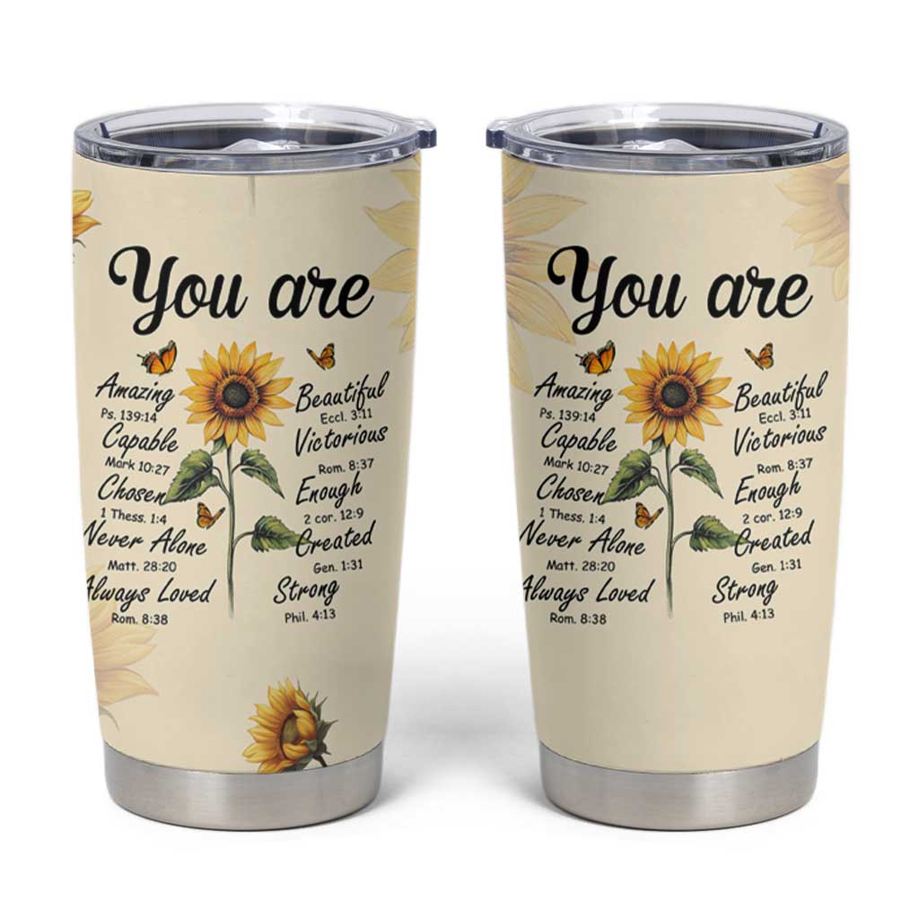 Inspirational Quotes Sunflower Tumbler Cup Christian Faith Religious Encouragement Bible Verse