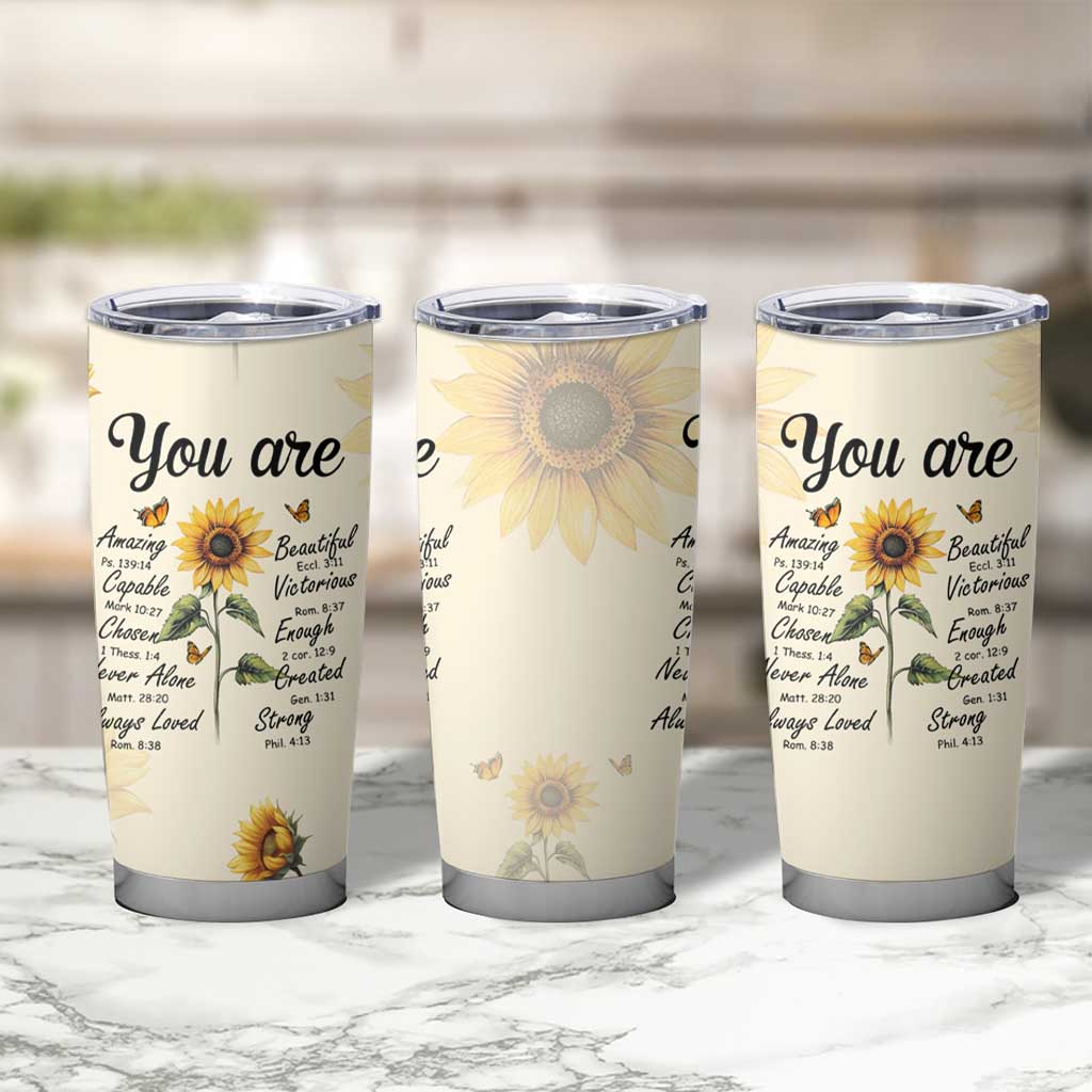 Inspirational Quotes Sunflower Tumbler Cup Christian Faith Religious Encouragement Bible Verse