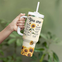 Inspirational Quotes Sunflower Tumbler With Handle Christian Faith Religious Encouragement Bible Verse