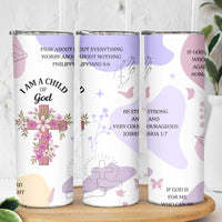 Aesthetic Floral Christian Skinny Tumbler I Am A Child Of God Religious Faith Inspirational Bible Verse