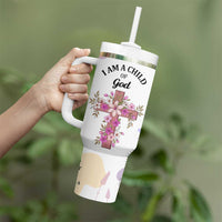 Aesthetic Floral Christian Tumbler With Handle I Am A Child Of God Religious Faith Inspirational Bible Verse