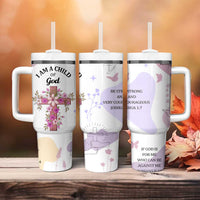 Aesthetic Floral Christian Tumbler With Handle I Am A Child Of God Religious Faith Inspirational Bible Verse