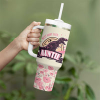 Best Aunt Ever Floral Tumbler With Handle Funny Dinosaur Auntie Nutrition Facts Cute Rex Aunts Gift TB02