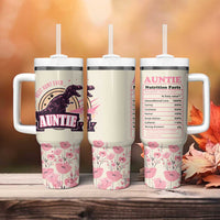 Best Aunt Ever Floral Tumbler With Handle Funny Dinosaur Auntie Nutrition Facts Cute Rex Aunts Gift TB02