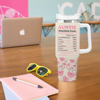 Best Aunt Ever Floral Tumbler With Handle Funny Dinosaur Auntie Nutrition Facts Cute Rex Aunts Gift TB02