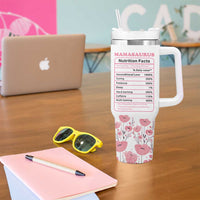 Don't Mess With Mamasaurus Tumbler With Handle Funny Dinosaur Mom Nutrition Facts Cute Rex Floral Mama Mother's Day TB02