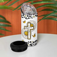 Christian Faith Daisy Leopard 4 in 1 Can Cooler Tumbler With God All Things Are Possible Inspirational Bible Verse Religious Gifts