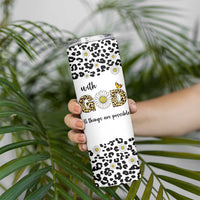 Christian Faith Daisy Leopard Skinny Tumbler With God All Things Are Possible Inspirational Bible Verse Religious Gifts