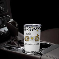 Christian Faith Daisy Leopard Tumbler Cup With God All Things Are Possible Inspirational Bible Verse Religious Gifts