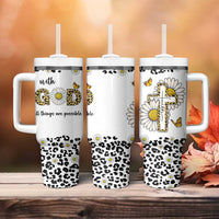 Christian Faith Daisy Leopard Tumbler With Handle With God All Things Are Possible Inspirational Bible Verse Religious Gifts