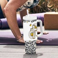 Christian Faith Daisy Leopard Tumbler With Handle With God All Things Are Possible Inspirational Bible Verse Religious Gifts
