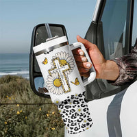 Christian Faith Daisy Leopard Tumbler With Handle With God All Things Are Possible Inspirational Bible Verse Religious Gifts