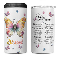 Floral Butterfly Christian 4 in 1 Can Cooler Tumbler Blessed Inspirational Bible Verses Faith-based Religious Scripture