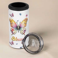 Floral Butterfly Christian 4 in 1 Can Cooler Tumbler Blessed Inspirational Bible Verses Faith-based Religious Scripture