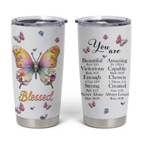 Floral Butterfly Christian Tumbler Cup Blessed Inspirational Bible Verses Faith-based Religious Scripture