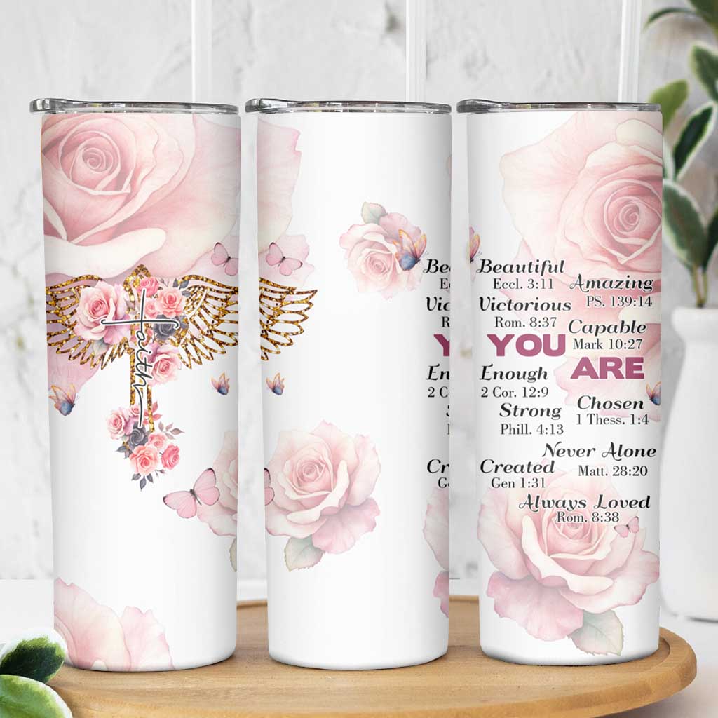 Floral Christian Faith Skinny Tumbler Inspirational Bible Verses Faith-based Religious Scripture